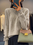 Pulls Décontracté Plain Hiver Micro-élasticité Ample chaleur Manches Longues Laine/Tricot Droit pour Femmes