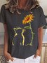 T-shirts Femmes Décontracté Imprimé de Lettre Été Polyester Col Rond Léger Aucune élasticité Quotidien Ample