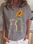 T-shirts Femmes Décontracté Imprimé de Lettre Été Polyester Col Rond Léger Aucune élasticité Quotidien Ample