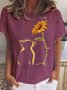 T-shirts Femmes Décontracté Imprimé de Lettre Été Polyester Col Rond Léger Aucune élasticité Quotidien Ample