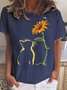 T-shirts Femmes Décontracté Imprimé de Lettre Été Polyester Col Rond Léger Aucune élasticité Quotidien Ample