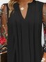Femmes Floral Noir Col V Confortable Maille Court Robe Décontracté