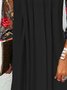 Femmes Floral Noir Col V Confortable Maille Court Robe Décontracté