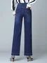 Jeans Décontracté Plain Printemps / Automne Naturel Pantalons à Jambe Large Toile de Jean Long Droit Régulier pour Femmes