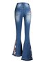 Jeans Femmes Décontracté Floral Printemps / Automne Naturel Aucune élasticité Quotidien Toile de Jean Long Régulier