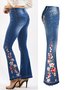 Jeans Femmes Décontracté Floral Printemps / Automne Naturel Aucune élasticité Quotidien Toile de Jean Long Régulier