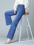Jeans Décontracté Plain Printemps / Automne Naturel Pantalons à Jambe Large Toile de Jean Long Droit Régulier pour Femmes