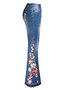 Jeans Femmes Décontracté Floral Printemps / Automne Naturel Aucune élasticité Quotidien Toile de Jean Long Régulier
