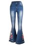 Jeans Femmes Décontracté Floral Printemps / Automne Naturel Aucune élasticité Quotidien Toile de Jean Long Régulier