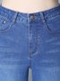 Jeans Décontracté Plain Printemps / Automne Naturel Pantalons à Jambe Large Toile de Jean Long Droit Régulier pour Femmes