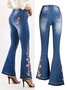 Jeans Femmes Décontracté Floral Printemps / Automne Naturel Aucune élasticité Quotidien Toile de Jean Long Régulier