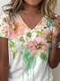 T-shirts Femmes Décontracté Floral Été Ample Jersey Manches Courtes Régulier Droit Régulier