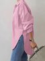 Chemises Femmes Décontracté Plain Printemps / Automne Coton Aucune élasticité Ample Mi-long Régulier ZL