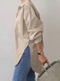 Chemises Femmes Décontracté Plain Printemps / Automne Coton Aucune élasticité Ample Mi-long Régulier ZL