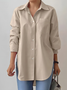 Chemises Femmes Décontracté Plain Printemps / Automne Coton Aucune élasticité Ample Mi-long Régulier ZL