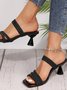 Sandales Antidérapantes Femmes Plain Été Élégant Faire la navette Talon Haut PU Caoutchouc à Enfiler à Bout Ouvert Sandales