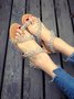 Sandales Antidérapantes Boho Plain Été à Talon Plat Bout Rond PU Sandales Tongs Caoutchouc à Enfiler pour Femmes