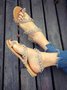 Sandales Antidérapantes Boho Plain Été à Talon Plat Bout Rond PU Sandales Tongs Caoutchouc à Enfiler pour Femmes