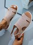 Sandales Antidérapantes Femmes Décontracté Plain Été à Bout Ouvert Tulle Tissu de Maille Sandales avec Sangle à La Cheville Caoutchouc à Enfiler