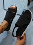 Sandales Antidérapantes Femmes Décontracté Plain Été à Bout Ouvert Tulle Tissu de Maille Sandales avec Sangle à La Cheville Caoutchouc à Enfiler