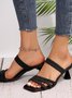 Sandales Antidérapantes Femmes Plain Été Élégant Faire la navette Talon Haut PU Caoutchouc à Enfiler à Bout Ouvert Sandales