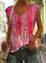 Top Débardeur Tops Femmes Décontracté Floral Été Col V Aucune élasticité Quotidien Jersey Régulier Régulier