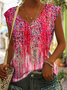 Top Débardeur Tops Femmes Décontracté Floral Été Col V Aucune élasticité Quotidien Jersey Régulier Régulier