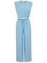 Deux Pièces Ensembles Décontracté Plain Été Polyester Ample Sans Manches Col Rond Top Avec Pantalons Régulier pour Femmes