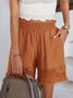Shorts Femmes Décontracté Plain Été Polyester Évidé Aucune élasticité Quotidien Ample Droit