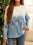 T-Chemise Décontracté Automne Noël Micro-Élasticité Ample Noël Col Rond H-ligne Régulier pour Femmes