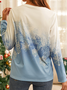 T-Chemise Décontracté Automne Noël Micro-Élasticité Ample Noël Col Rond H-ligne Régulier pour Femmes