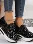 Chaussures Décontractées Femmes Décontracté Plain Toutes Les Saisons Brillant Polyester Quotidien Bout Rond Caoutchouc à Enfiler