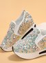Chaussures Décontractées Femmes Décontracté Plain Toutes Les Saisons Brillant Polyester Quotidien Bout Rond Caoutchouc à Enfiler
