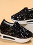 Chaussures Décontractées Femmes Décontracté Plain Toutes Les Saisons Brillant Polyester Quotidien Bout Rond Caoutchouc à Enfiler