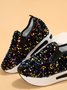 Chaussures Décontractées Femmes Décontracté Plain Toutes Les Saisons Brillant Polyester Quotidien Bout Rond Caoutchouc à Enfiler