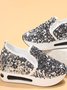 Chaussures Décontractées Femmes Décontracté Plain Toutes Les Saisons Brillant Polyester Quotidien Bout Rond Caoutchouc à Enfiler