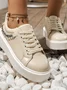 Chaussures Décontractées Femmes Décontracté Plain Toutes Les Saisons Brillant Bout Rond PU PU Caoutchouc à Lacets