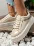 Chaussures Décontractées Femmes Décontracté Plain Toutes Les Saisons Brillant Bout Rond PU PU Caoutchouc à Lacets