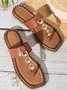 Sandales Antidérapantes Femmes Décontracté Plain Été Brillant Polyester Faire la navette à Talon Plat PU Sandales Antidérapantes