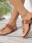 Sandales Antidérapantes Femmes Décontracté Plain Été Brillant Polyester Faire la navette à Talon Plat PU Sandales Antidérapantes