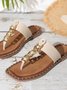 Sandales Antidérapantes Femmes Décontracté Plain Été Brillant Polyester Faire la navette à Talon Plat PU Sandales Antidérapantes