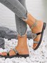 Sandales Antidérapantes Décontracté Plain Été Brillant Polyester à Talon Plat Bout Rond PU à Enfiler pour Femmes