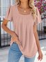 Chemises Femmes Décontracté Plain Été Polyester Col Carré Micro-élasticité Quotidien Ample Manches Courtes