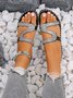 Sandales Antidérapantes Décontracté Plain Été Brillant Polyester à Talon Plat Bout Rond PU à Enfiler pour Femmes