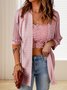 Micro-élasticité Manches trois quarts Régulier Plain Kimono pour Femmes