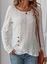 Chemises Décontracté Plain Printemps / Automne Polyester Ample Manches Longues Col Rond Régulier S-Ligne pour Femmes