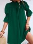 Femmes Plain Rose Foncé Col Montant Confortable Court Robe Décontracté