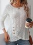 Chemises Décontracté Plain Printemps / Automne Polyester Ample Manches Longues Col Rond Régulier S-Ligne pour Femmes