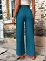 Pantalons Décontracté Plain Printemps / Automne Taille Haute Quotidien Ample Pantalons à Jambe Large Droit Régulier pour Femmes
