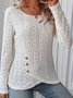 Chemises Décontracté Plain Printemps / Automne Polyester Ample Manches Longues Col Rond Régulier S-Ligne pour Femmes